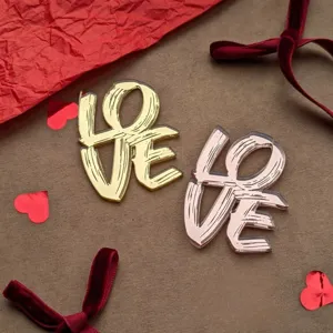 Topper de pastel LOVE de acrílico detalle, oro rosa, etiqueta romántica para fiesta de San Valentín.