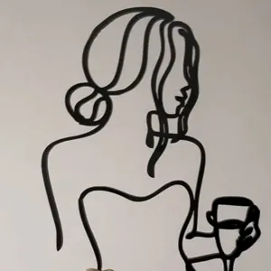 Topper per torta minimalista in acrilico con linea d'arte di donna decorazione festa
