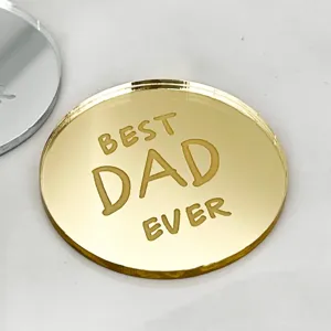 Gold acrylic Best Dad Ever cake topper, perfect for Father's Day celebration party decor.