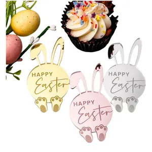 Topper per torta con coniglietto di pasqua in acrilico per cupcake e etichette regalo festa