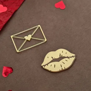 Valentine day gold envelope lips cake topper love heart party dessert decoration detail view