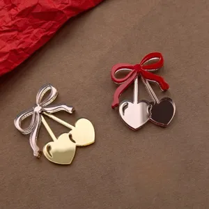Valentine's Day heart bow cherry cake topper cute dessert decoration inserts for party
