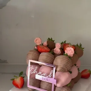 Ins stijl bedankt acryl taarttopper chocolade aardbeien feestelijke decoratie set.