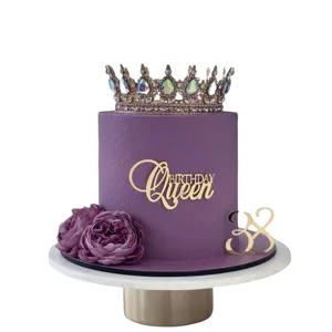 Set topper tourtas genethliwn styl Ins me korona kai akryliko pinakidio queen party