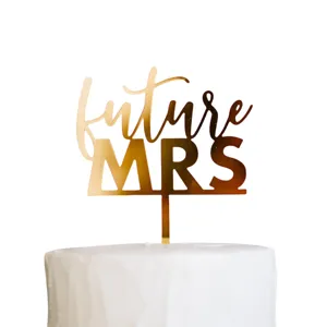 Gold Acrylic Future Mrs Cake Topper Bridal Shower Wedding Party Decoration Cake Insert