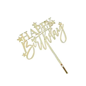 Gold Acryl Happy Birthday Kuchen Topper für Geburtstag Party und Dessert Tisch Dekor