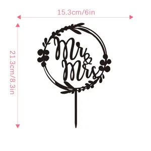 Gateau de mariage topper Mr et noir acrylique bois fete dessert gateau decoration