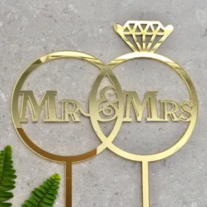 Gold acrylic Mr & Mrs cake topper wedding proposal dessert decoration party supplies 1pc