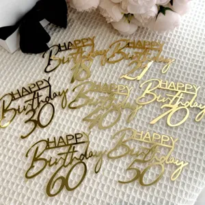 Bellissimo set di topper per torta di compleanno in acrilico dorato con numeri!