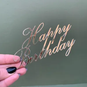 Acryl Happy Birthday Tortenaufsatz Detail, Spiegeleffekt Party Desserttisch Dekoration.