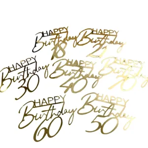 Set di topper per torta di buon compleanno in acrilico dorato per feste 18 21 30 40 50 60 70