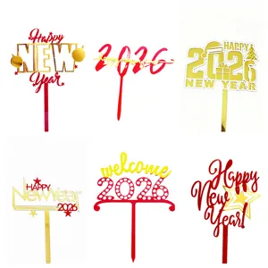 2026 New Year acrylic cake topper happy new year party decoration dessert cake insert