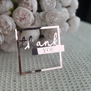 Acryl Thank You taarttopper detail, roségouden decoratief bord voor feestdesserts.
