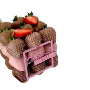 Acryl Thank You taarttopper chocolade aardbeien set voor moederdag en Thanksgiving feest.