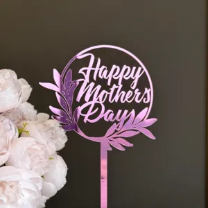 Acrylic Happy Mother's Day cake topper for mom party celebration dessert decoration.