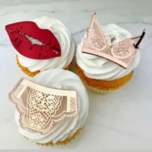 Lot de toppers cupcake bikini sexy en acrylique lève soutien-gorge pour déco de gâteau fête.
