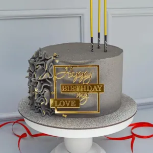 Top de gateau d'anniversaire en acrylique dore elegant pour decoration de table de fete