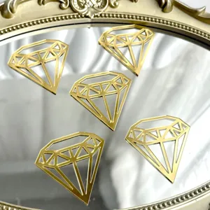Topper per torta diamante in acrilico dorato, decorazioni raffinate per feste ed eventi.