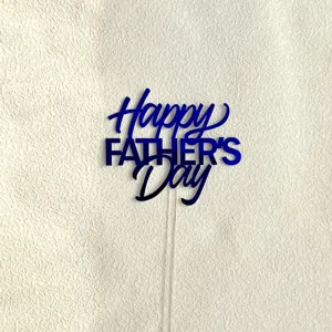 Decorazione torta Buon Festa del Papà in acrilico blu dettaglio, perfetta per feste festa.