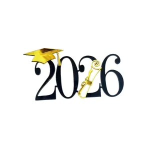 2026 graduation cake topper black and gold acrylic design for cupcake decoration party props
