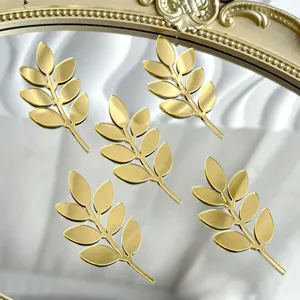 Foglie acriliche dorate topper per torte decorazione tavolo dolce specchio lucido