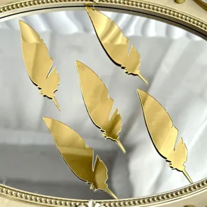 Topper per torta in acrilico specchiato dorato, eleganti decorazioni per tavolo da dessert.