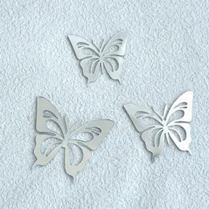 Silberne hohle Schmetterling Acryl dekorative Stuecke Spiegel Wandaufkleber und mehr