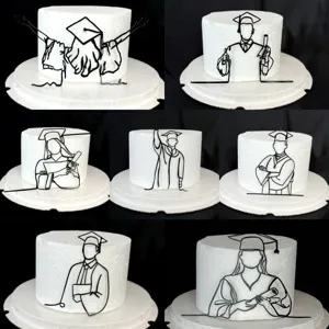 Graduation cake topper black line art acrylic topper for graduation party cake decoration
