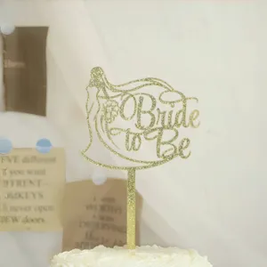 Gold glitter Bride to Be cake topper acrylic bachelorette party cake decoration supplies