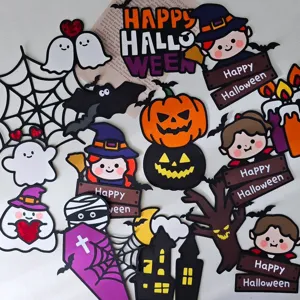 Set de adornos de pastel de papel de Halloween, decoración de calabaza y fantasma.