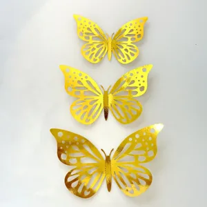 Gold hollow butterfly cake toppers details, perfect for birthday party and festival decoration.