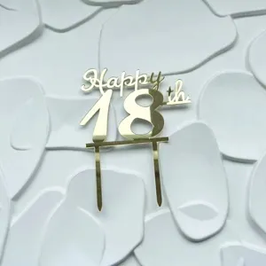 Gold Acryl 18 Geburtstag Torte Topper glänzend Kuchen Dekoration Party Zubehör Artikel