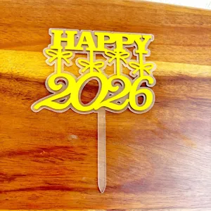 2026 New Year acrylic cake topper happy new year party decoration dessert insert supply