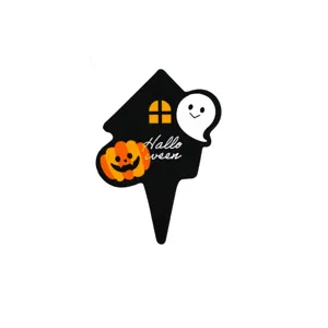 Vista detallada de topper para cupcakes de Halloween, lindo diseño de fantasma y calabaza