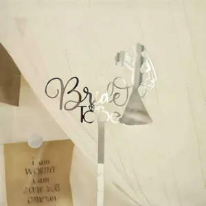 Bride to Be acrylic cake topper bachelorette party decoration silver mirror party supplies