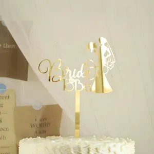 Gold acrylic Bride To Be cake topper for bridal shower wedding party decoration dessert display details