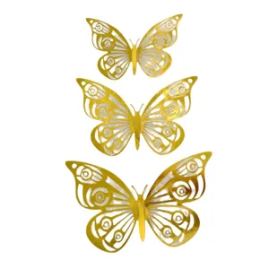 Gold double-sided paper butterfly cake toppers for birthday party and Mother's Day celebrations.