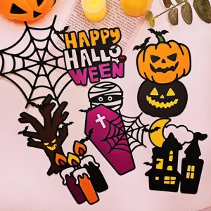 Set de adornos para tarta de papel de Halloween, decoraciones de calabaza y castillo para fiestas.