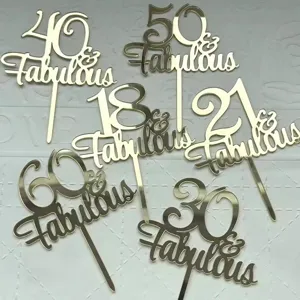 Gold Acryl Zahlen Geburtstag Torte Topper Fabulous Party Deko Aufsatz Dekoration
