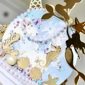 Set de decoración para tarta de océano sirena estrella de mar concha postre fiesta