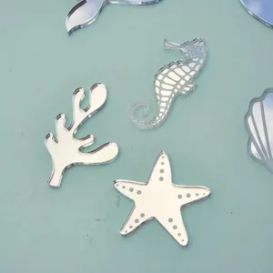 Decoraciones de espejo acrílico con tema oceánico, formas de vida marina muy bonitas.