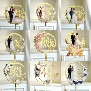 Ακρυλικό Cake Topper Γάμου Mr And Mrs You And Me Επιγραφή Χρυσό Ροζ Χρυσό Διακόσμηση Πάρτι για Αρραβώνα Γάμο