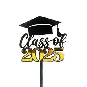 Graduation cake topper 2025 black gold acrylic party decoration dessert insert supplies