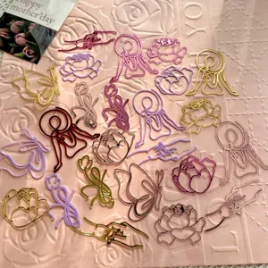 Acrylic cake toppers for Mother's Day, flower & butterfly line art cupcake decorations.
