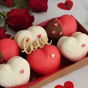 Valentine day acrylic cake topper love script heart cupcake decoration detail view for party.