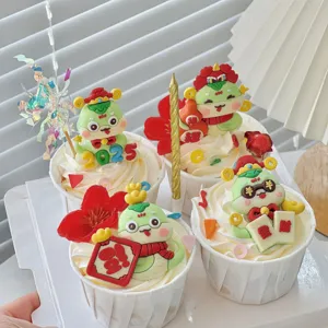 2025 Ano Nuevo Chino Serpiente Cupcake Toppers Decoraciones De Torta Lindas Fiesta