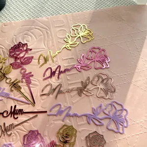 Decoración de pastel acrílico con flor de Mamá para el Día de la Madre, adorno floral.