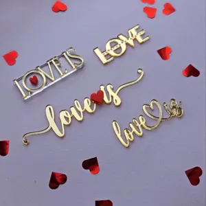 Valentine day acrylic cake topper gold love is cupcake toppers party dessert decor