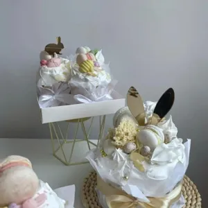 Easter bunny acrylic cake topper set, cute rabbit egg cupcake decorations for party.