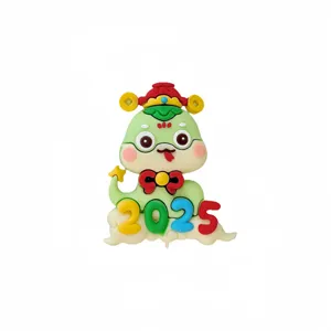 Lindo serpiente 2025 pastel topper goma suave dibujos animados verde fiesta adorno